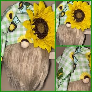 Handmade John Deere Green Sunflower Gnome Spring